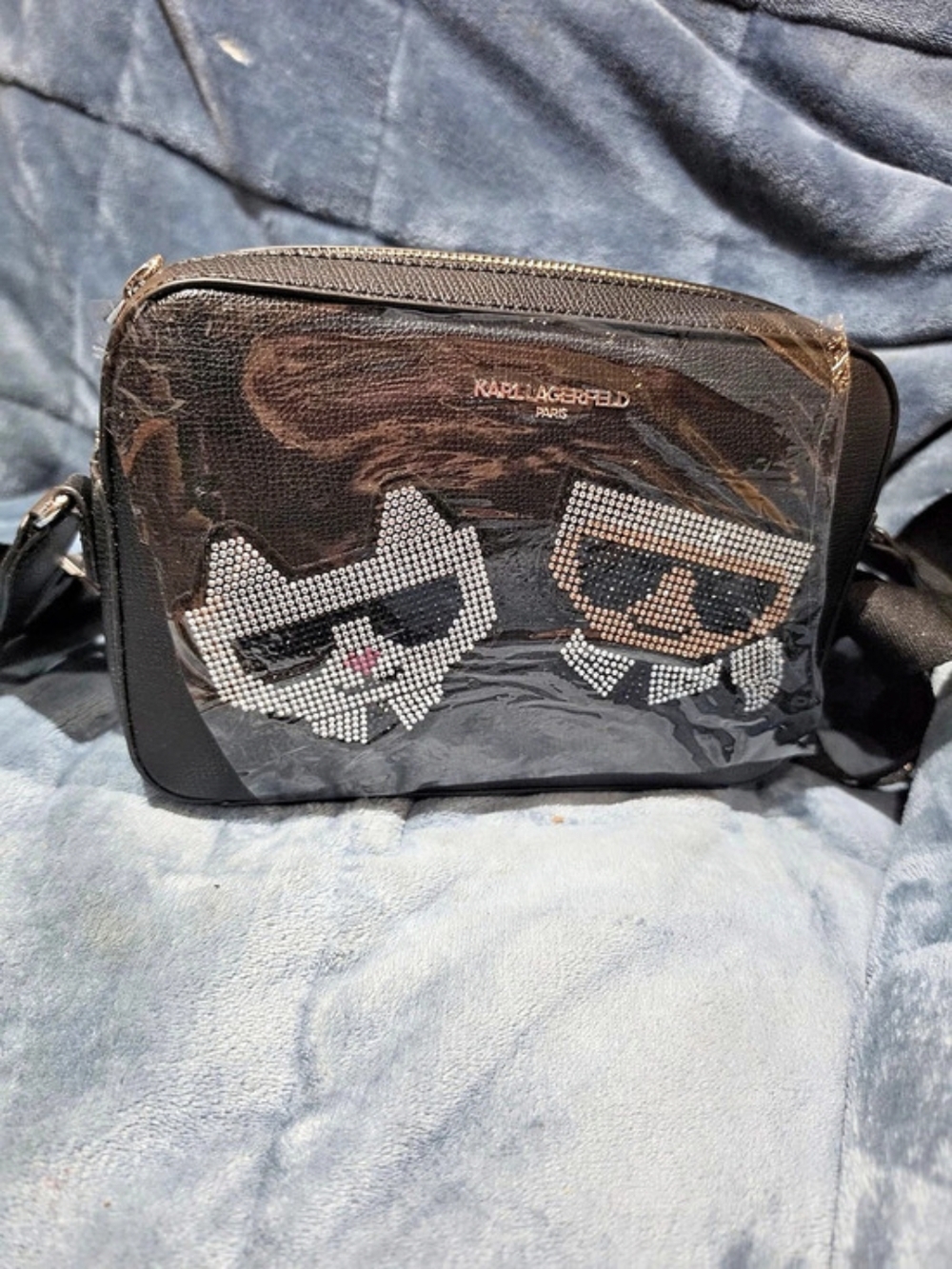 KARL LAGERFELD Karl Ikonik crossbody bag Black & Silver Crossbody Bag NWT